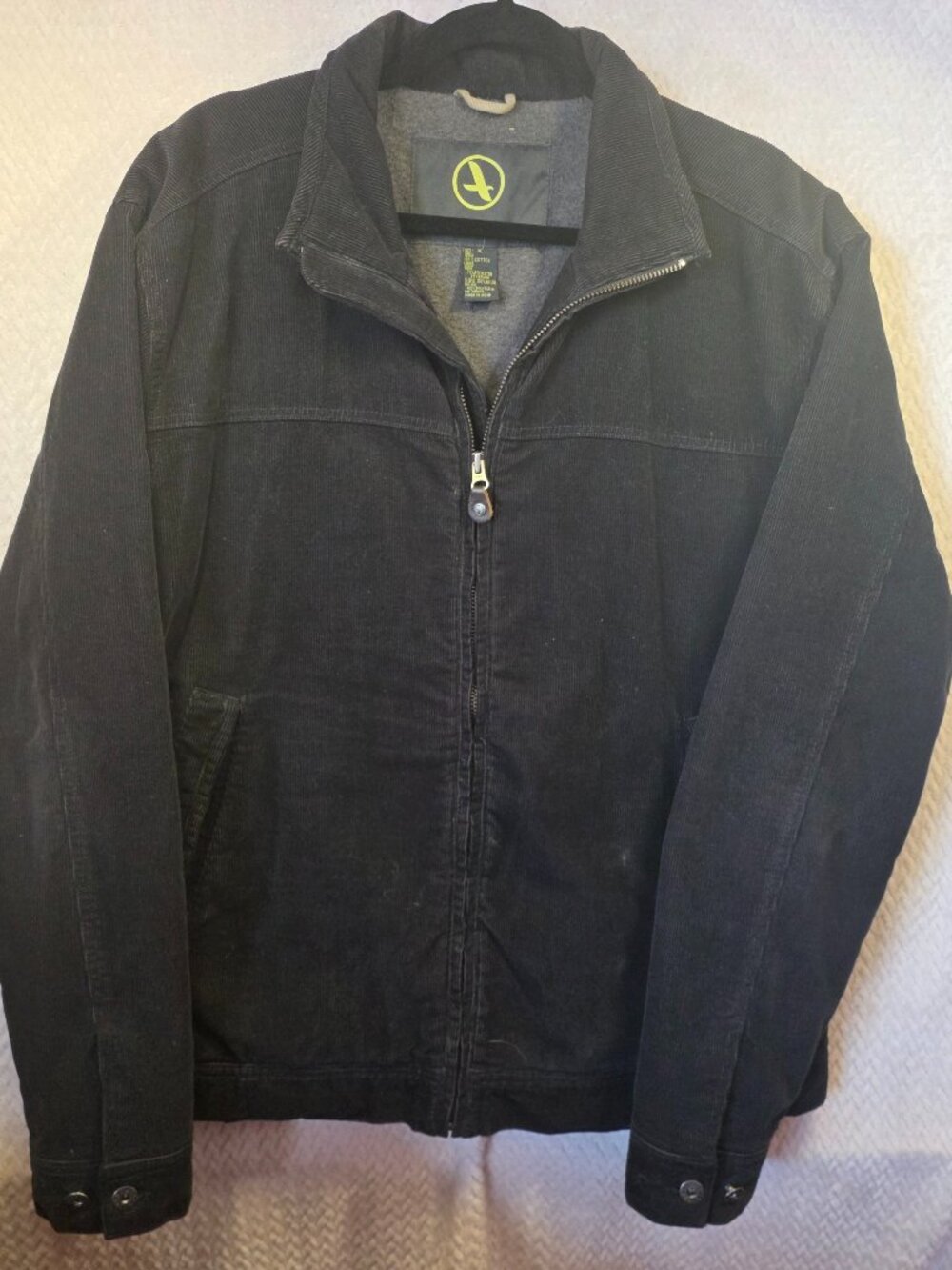 Aigle Jacket Men's XL Black/Grey Corduroy Insulated Full Zip Outdoor Casual